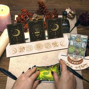Wholesale Wooden Stand for Tarot Cards Featuring Moon Phase Design and Rectangular Card Support Dropshipping - Product Image 2