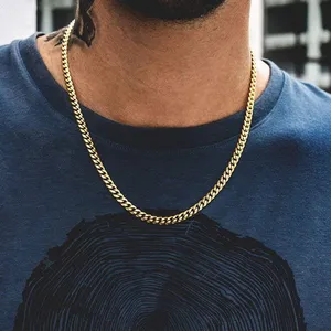 necklace men chain 925 gold plated good texture black sliver three size to choose