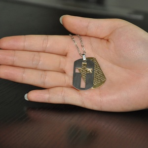 ARNAN gioielli collana croce di alta qualità da uomo bibbia versetto collana con ciondolo gioielli Dog Tag supporto pattern di testo di personalizzazione - Product Image 6