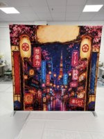 Mur de toile de fond publicitaire personnalisé de 10 pieds, droit ou courbé, pour stand d'exposition, en tissu extensible tendu