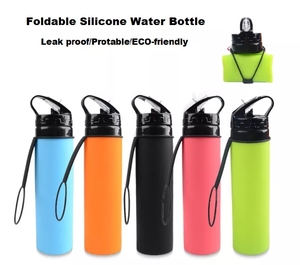 Bouteille d'eau pliable en silicone réutilisable, bouteille de sport pliable pour les voyages et les activités de plein air, Botella Plegable - Product Image 5