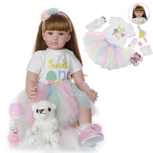 Mazon sells-Muñeca <span class=keywords><strong>reborn</strong></span> realista de <span class=keywords><strong>silicona</strong></span>, muñeca <span class=keywords><strong>reborn</strong></span> de 60cm con vestido rosa de 24 pulgadas - Product Image 4