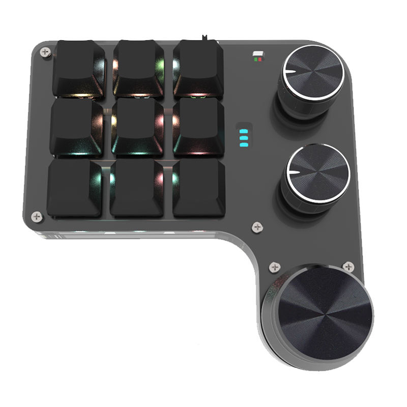 Изготовленный На Заказ макро клавиатура Горячая замена мини 9 клавиш 3 Ручка цветная (RGB) программы 18 символов беспроводной BT macropad Механическая геймер аксессуары