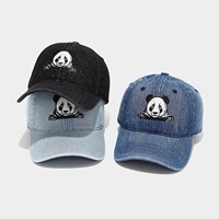 Gorra de Béisbol de Mezclilla Bordada con Diseño de Panda, Gorras de Béisbol Casuales de Tapa Suave para Hombre, Gorra Deportiva