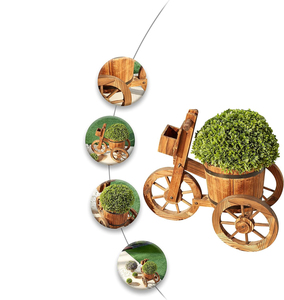 Panier en <span class=keywords><strong>bois</strong></span> rétro naturel Pot de fleurs créatif Pot de plantes support décoration de <span class=keywords><strong>jardin</strong></span> brouette planteur <span class=keywords><strong>jardin</strong></span> <span class=keywords><strong>bois</strong></span> - Product Image 2
