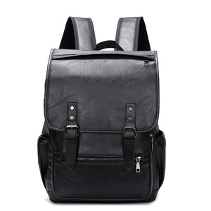 Custom Vintage 16-inch Laptop <b>Backpack</b> <b>Men</b> Soft Pu <b>Leather</b> Large Capacity Retro Business Style Waterproof Closure - Product Image 6
