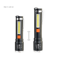 Lampe de poche latérale COB P50, torche zoomable avec batterie intégrée, lampe d'éclairage en alliage d'aluminium