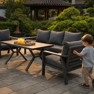 Conjunto de Sofás de Aluminio para Patio, Resistente a la Intemperie IPX5, para Jardín y Césped, Acabado Resistente a los Arañazos, Sofá para Exteriores - Product Image 4