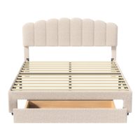 Lit double avec tête de lit et grand espace de rangement, avec coffre de rangement
