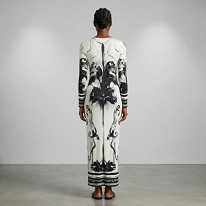 Nuova Abaya Stampata per Donne Mediorientali, Elegante Vestito Musulmano Ampio e Comodo - Product Image 4