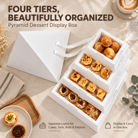 Boîte à dessert pyramide, coffret cadeau, emballage alimentaire, commandes personnalisées, estampage, papier-plastique, conteneur à usage unique pour la pâtisserie et les plats à emporter