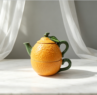 Schattige oranjevormige keramische voorraadpot met deksel, handgeschilderd fruitdesign, suikerpot, snoepcontainer voor aanrechtblad in de keuken