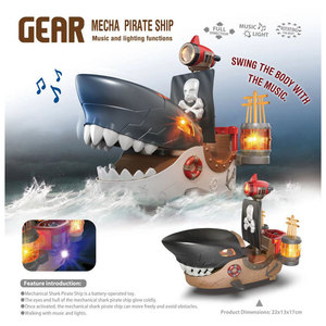 Bateau électrique Shark Boat avec effets lumineux et sonores pour enfants de 5 à 7 ans, modèle de jouet en plastique unisexe, bateau pirate éducatif à bascule - Product Image 4