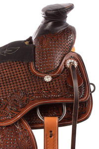 Sillín de equitación de estilo occidental de alta calidad Y & Z, sillín de acero inoxidable duradero de cuero genuino, Color personalizado, logotipo personalizado en inglés - Product Image 4