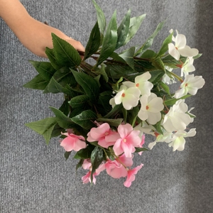ขายร้อนจําลองสูง 7 สาขาผ้าไหมพลาสติกตกแต่งประดิษฐ์ impatiens บาล์สมิดอกไม้และพืชสําหรับงานแต่งงานที่บ้าน - Product Image 4