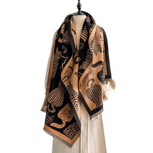 ผ้าคลุมไหล่ขนาดใหญ่ ผ้าพันคอเนื้อนุ่ม สไตล์ผ้าพันคอพัชมีนา ให้ความอบอุ่นในฤดูหนาว ลายแมวน่ารัก สำหรับผู้หญิง - Product Image 2