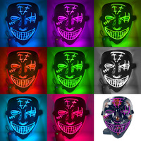 Vente chaude Halloween Led Light Up Effrayant Néon EL Fil Masque facial LED Glowing Purge cosplay masque
