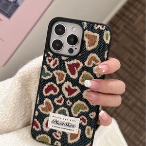 Tschick modello di amore tessuto denim carino adatto per <span class=keywords><strong>iPhone</strong></span> 16 15 14 13 12 Pro Max, cover posteriore protettiva morbida e anti-goccia - Product Image 1