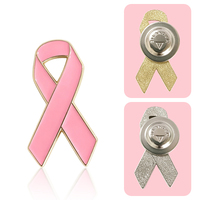 Épinglette en émail ruban rose plaqué or et argent, badge de sensibilisation au cancer du sein, broche de charité pour la santé des femmes, souvenir avec logo personnalisé