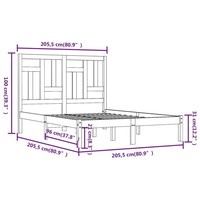 Cadre de lit moderne en bois de pin massif sans matelas gris 200x200 cm avec rangement gain de place
