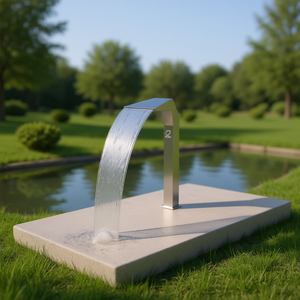 Fuente para Piscina de Acero Inoxidable, 19.7x11.8x35.4 Pulgadas, Diseño Minimalista, Duradera, Decoración Acuática para Exteriores - Product Image 2