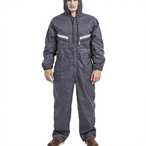 Custom Logo High Quality Solid Color Unisex Work Coverall Mechanic Hooded <b>Overall</b> Workwear Jumpsuits Hi Viz Zipper Anti Fire - Product Image 4