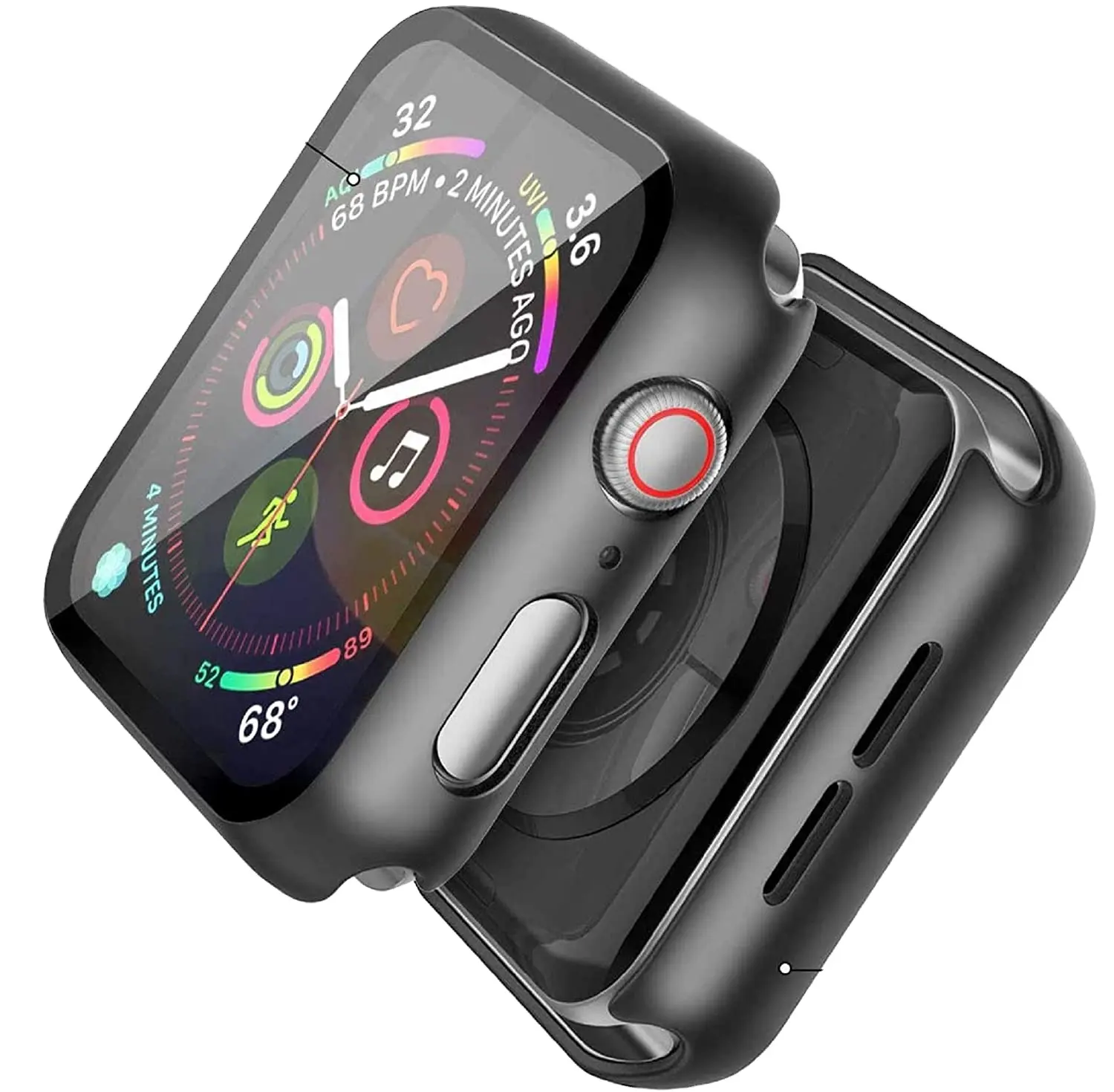 Hard PC Case with Tempered Glass Screen Protector Compatible with Apple Watch Series 6 SE Series 5 Series 4 44mm
