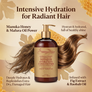 Crème hydratante pour cheveux bouclés africains sans sulfate à la grenade biologique de marque privée Miel de Manuka Huile de Mafura 2-en-1 pour cheveux - Product Image 6