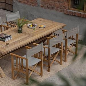 Silla de <span class=keywords><strong>Director</strong></span> Plegable de Madera Maciza con Respaldo, Silla de Ocio para Jardín, Portátil, de Madera de Teca para Camping - Product Image 2