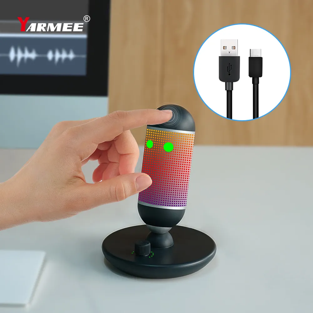 RGB Desktop Mic USB Condenser Microphone for Gaming Streaming Podcasts Twitch YouTube Discord