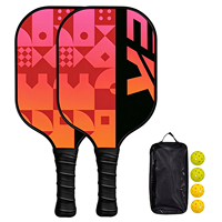 Raquette de pickleball professionnelle en fibre de verre multicolores à motifs géométriques pour un frappeur précis
