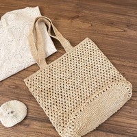 Tas Selempang Anyaman Raffia Alami Model Hollow, Manis dan Serbaguna, Gaya Korea untuk Liburan Musim Panas di Tepi Pantai