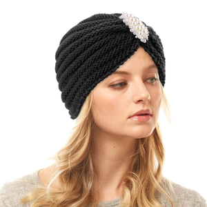 Nuovo arrivo cappello caldo in tinta unita con gioielli di perline cappello invernale per le donne di alta qualità in acrilico elastico berretto cappello - Product Image 5