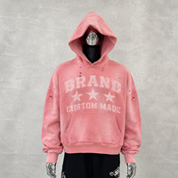 Sweat à capuche personnalisé en molleton bouclette 100% coton épais, coupe oversize et carrée, avec impression DTG, épaules tombantes, effet vintage délavé à l'acide et usé soleil
