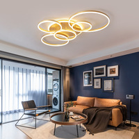 Plafonnier LED moderne en forme d'anneaux, luminaire encastré doré en acrylique, lustre LED pour salon, chambre, cuisine
