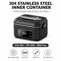 Elektrische Lunchbox 1300ml Kabellos Wiederaufladbar Edelstahl Digitale Steuerung Speisenwärmer mit Timer-Funktion für Sicherheitspersonal
