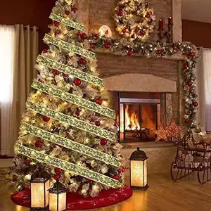 1 م 2 م 3 م 4 م 5 م 10 م 20 م شريط عيد الميلاد مع أضواء ليد شجرة عيد الميلاد الزخرفية
