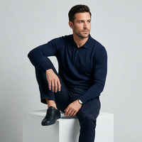 Polo à manches longues décontracté pour homme, col classique à 2 boutons, coupe régulière, printemps-automne, tailles S-2XL