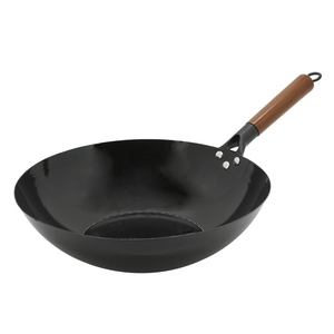 Utensilios de cocina de hierro fundido <span class=keywords><strong>King</strong></span> <span class=keywords><strong>Wok</strong></span> de 13 pulgadas con mango de madera para el hogar, restaurante, comercial, hoteles, características, estufa de gas, olla y tapa - Product Image 1
