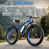 Vélo de montagne à double moteur 4000W, 7 vitesses, cadre en aluminium, pneus tout-terrain 24*4'', freins à disque hydrauliques, 52V 32Ah