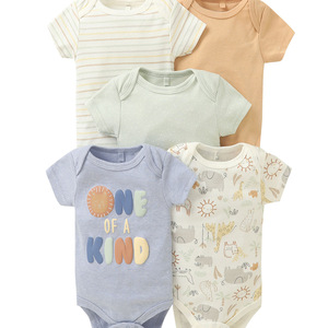 Wholesale Cute Animal Printed Short-Sleeved Climbing <strong>Jacket</strong> New Baby Summer <strong>Jumpsuit</strong> for Girls and Men Cotton Fabric - Product Image 5