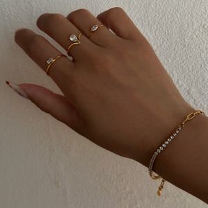 Nouvelle Bague Femme Dazan Été <span class=keywords><strong>2026</strong></span> Tendance Ins en Acier Inoxydable Plaqué Or PVD 18 carats, Minimaliste, Mignonne, Géométrique, avec Zircon Blanc - Product Image 5