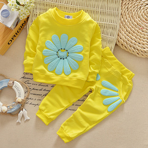 Spring Cotton Sunflower 2pcs <b>Kids</b> Baby Set Turkey Wholesale Children's Boutique Clothes Girls - Product Image 4