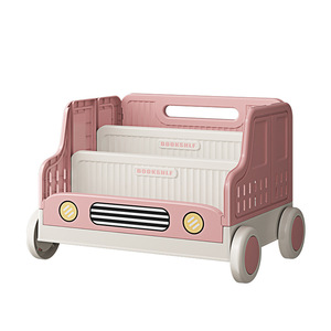 Children's Picture Book Shelf Car Shape Storage Rack With Wheels For Bedroom And Living Room Multi Functional Toy Organizer - Product Image 5