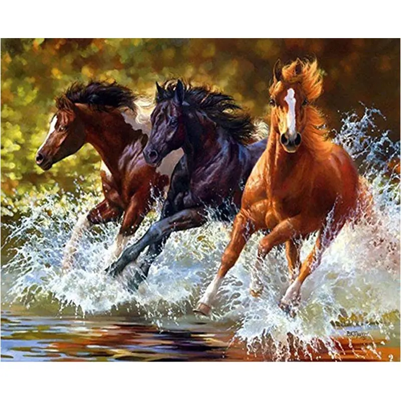 Huacan Hot Selling Horse Diamond Art Embroidery Animal 5D DIY Rhinestones Full Drill Diamond Painting For Pictures Gift