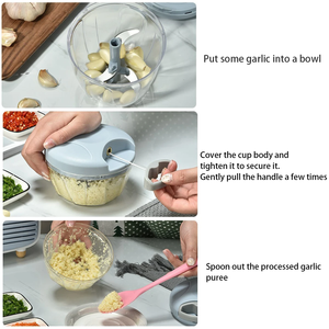 Picadora de Carne Manual de 900 ml, Procesador de Alimentos Manual, Picadora de Ajo Giratoria, Trituradora de Cebolla, Licuadora, Cortadora de Verduras, Mezcladora - Product Image 4