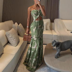 Re Mcgreen Star di vendita calda moda abito da donna con stampa collo abito lungo per la spiaggia - Product Image 2