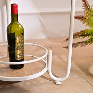 INNOVA European Style Modern Round White Wood and Metal Coffee <b>Table</b> with <b>Shelf</b> Decorative Home Accent Living Room Furniture - Product Image 6