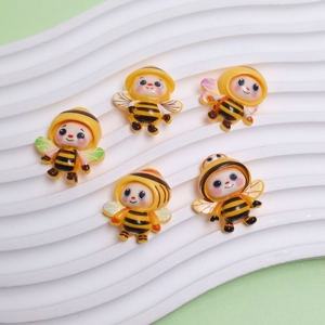 Cuentas de Silicona 3D con Diseño de Abejas, Mariposas y Flores, Cuentas de Silicona Amarillas para Manualidades, Joyería, Llaveros - Product Image 2