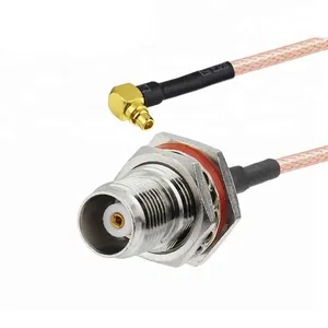 RF Cabo Coaxial TNC fêmea Jack Anteparo para MMCX Plugue Macho Pigtail Ângulo Direito Cabo